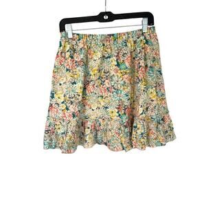 SOLITAIRE Skirt Mini Large Floral Eyelet Boho Flirty Festival Ruffle Cottagecore